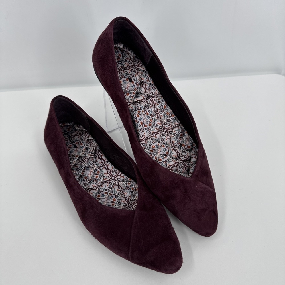 Birdies‎ Goldfinch Pointed Toe Plum Suede Slip On Flats sz 6.5 Preppy City